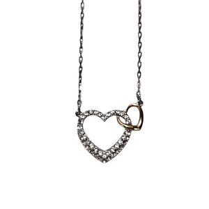 Swarovski Silver Tone Crystal Knotted Heart Pendant Necklace